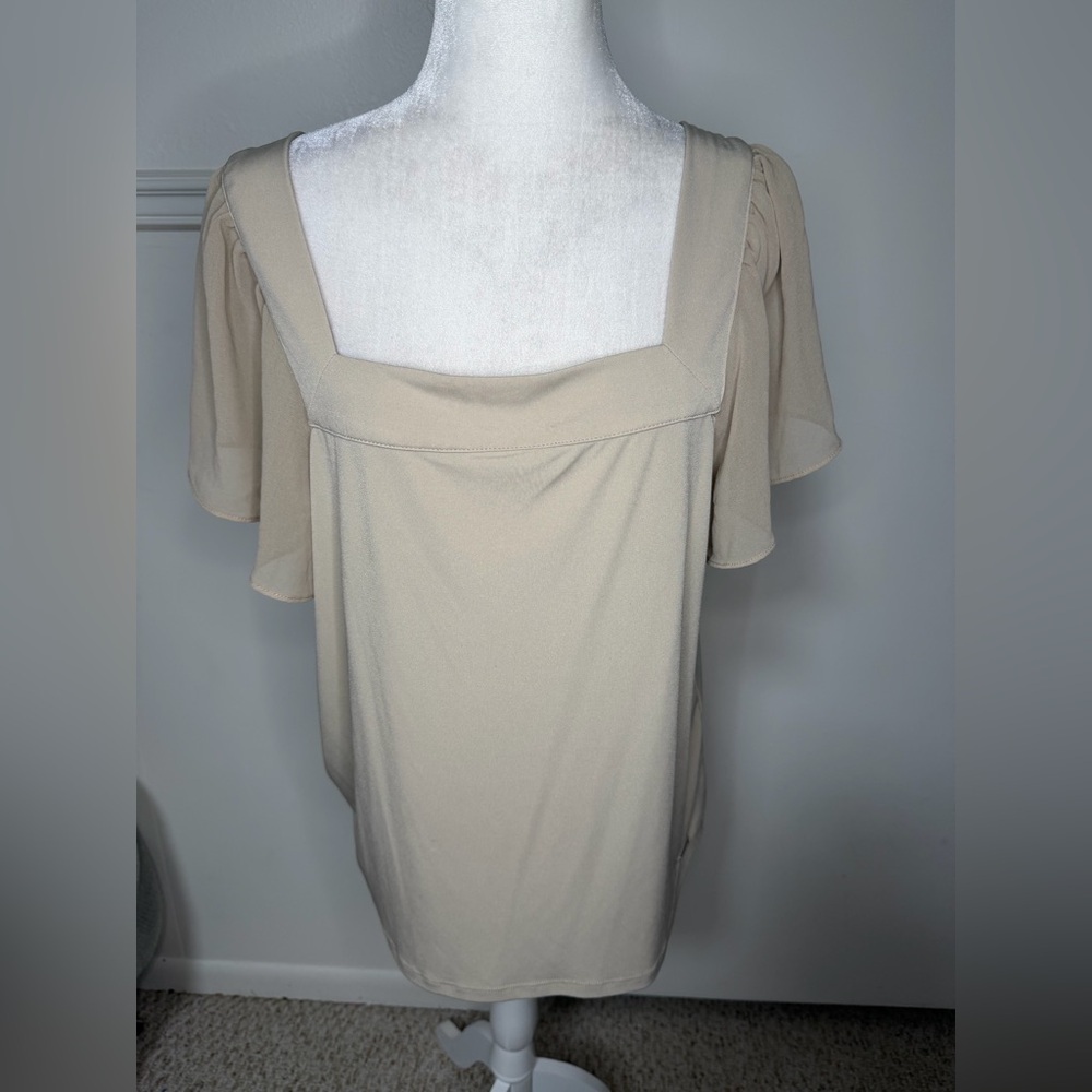 Calvin Klein square neck Elegant Beige Women's Blouse size L